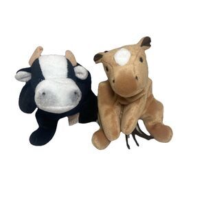 Ty Beanie Babies Derby & Daisy Farm Animal Beanbag Plush VTG 2pc Lot Cow Horse